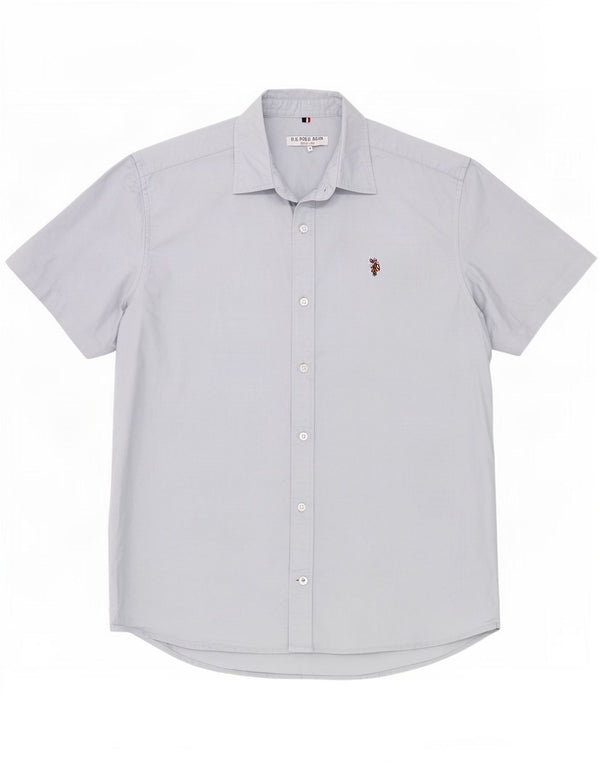 US Polo Assn. Camisa masculina manga curta algodão azul médio