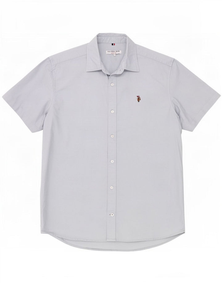 US Polo Assn. Camisa masculina manga curta algodão azul médio