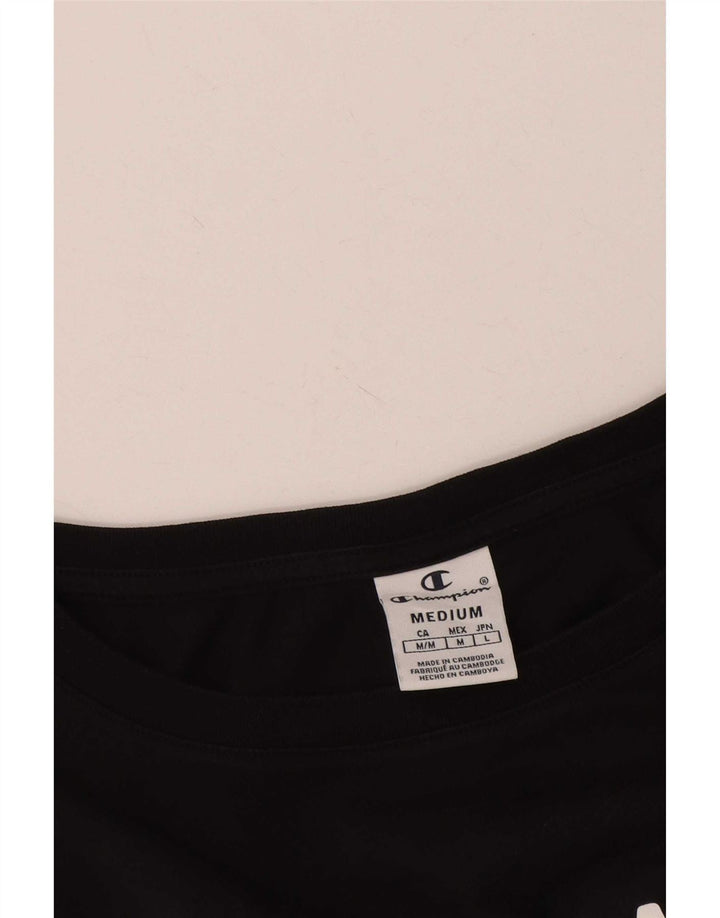 Camiseta feminina Champion Crop Oversized Graphic UK 14 Médio Preto