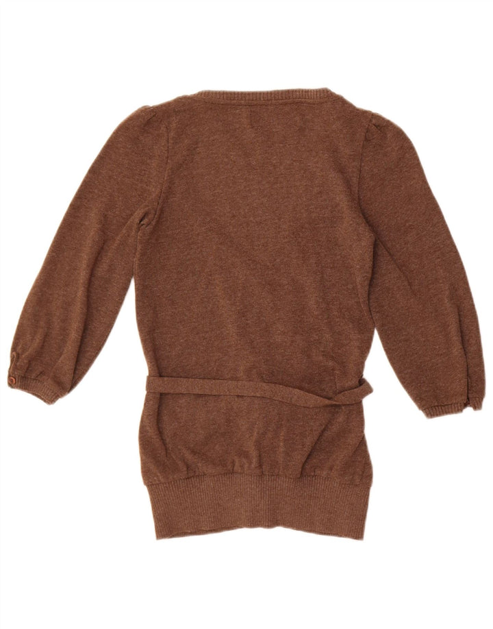 Suéter cardigã feminino Zara manga 3/4 Reino Unido 12 marrom médio