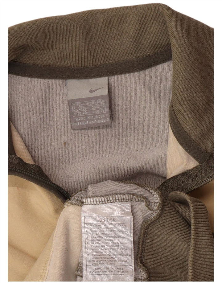 NIKE Womens Crop Tracksuit Top Jacket UK 8/10 Pequeno Bege Colourblock