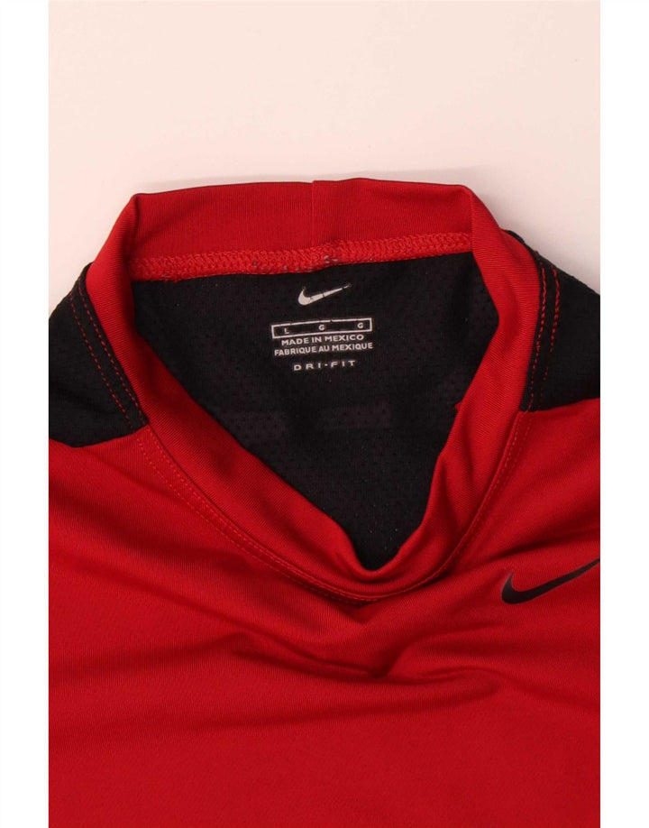Camiseta masculina Nike Dri Fit Top grande poliéster colorblock vermelho