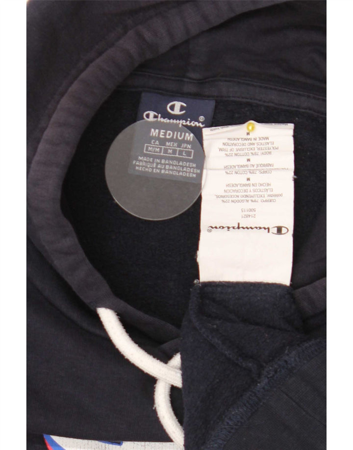 Jumper com capuz gráfico masculino Champion médio azul marinho algodão