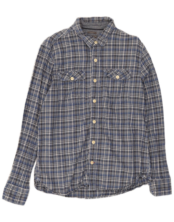 Camisa masculina de flanela com ajuste clássico xadrez Fat Face algodão azul médio