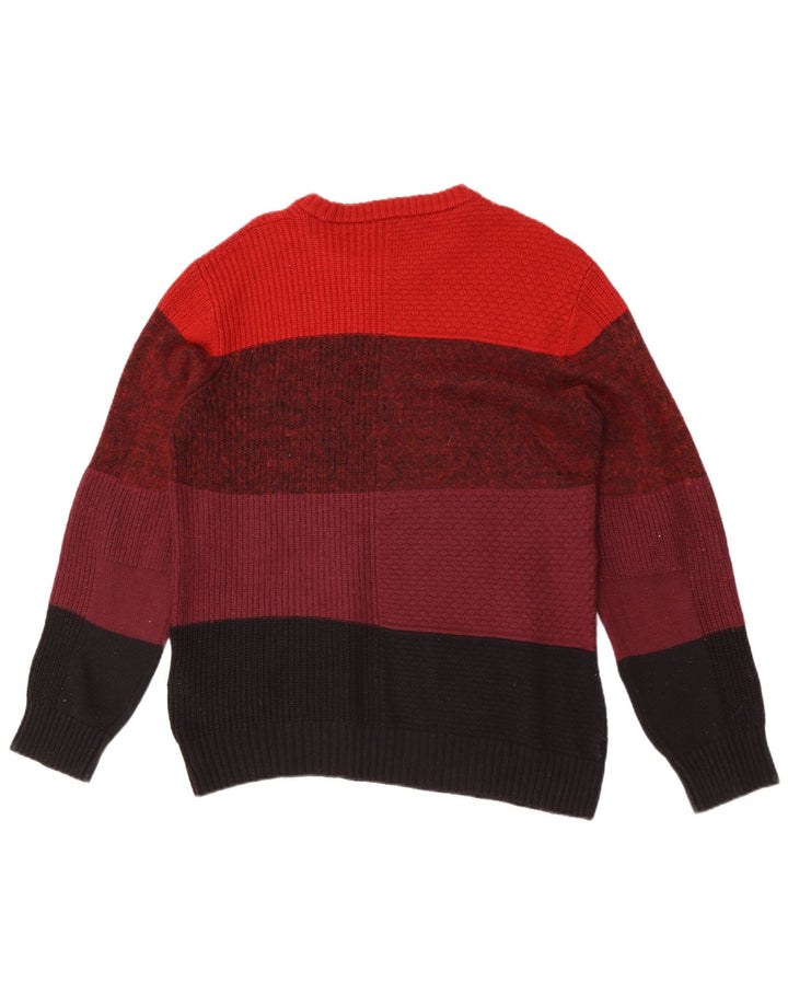 Suéter masculino diesel com gola redonda, bloco colorido médio multicolorido