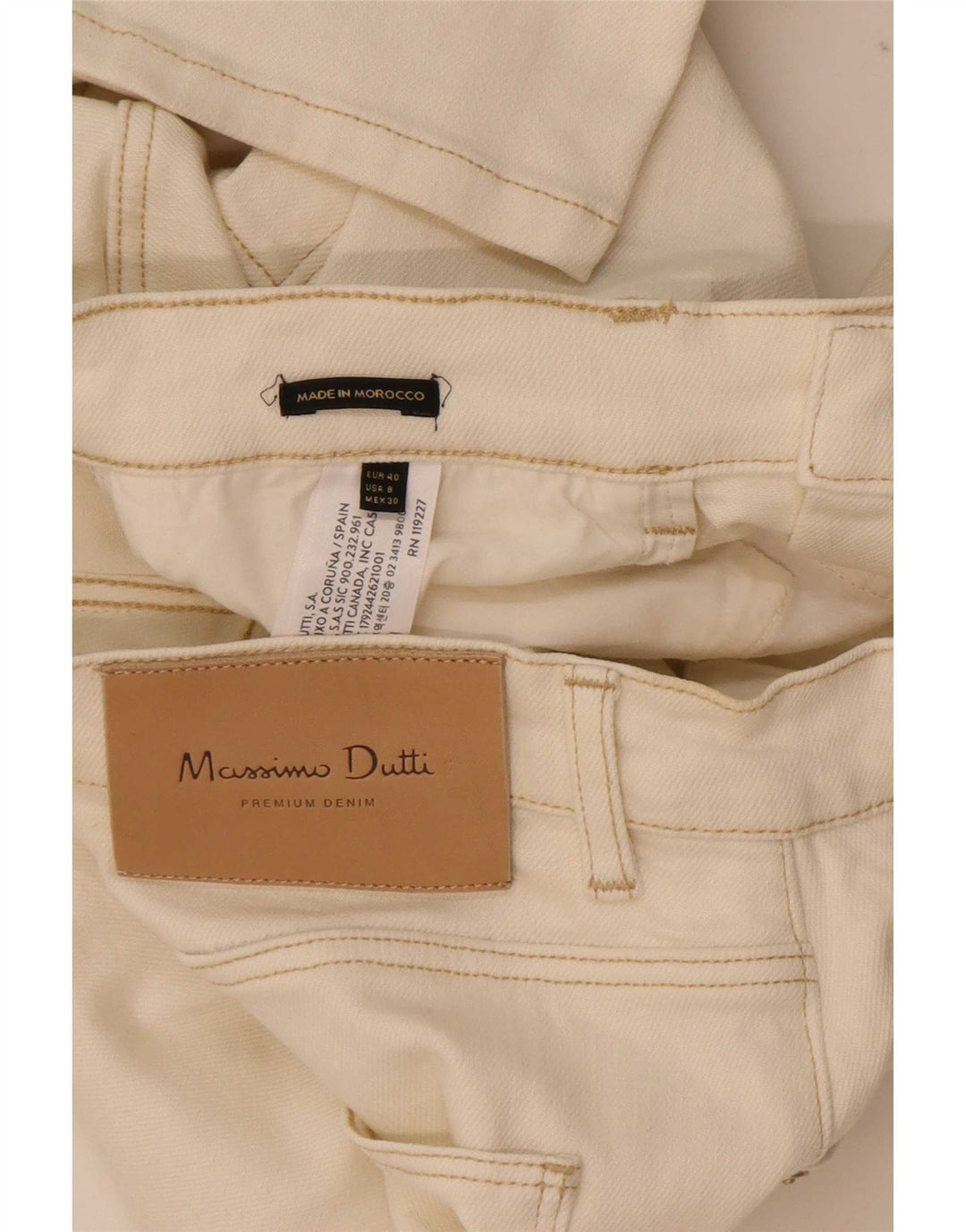 Jeans reto feminino Massimo Dutti EU 40 médio W30 L29 algodão branco