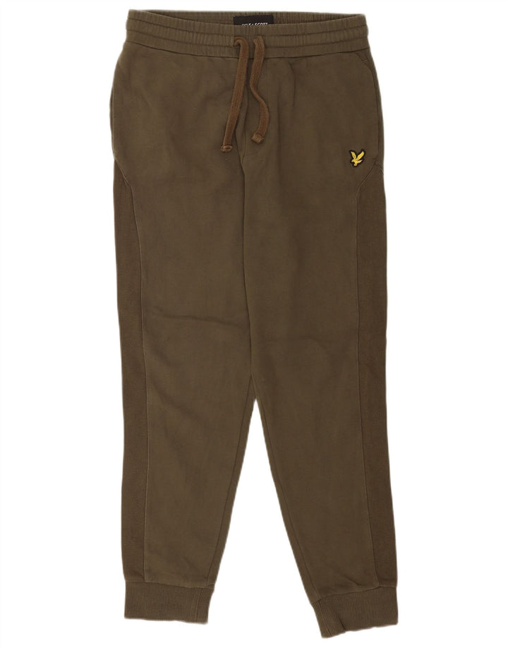 Calça de treino masculina Lyle & Scott joggers pequeno algodão verde