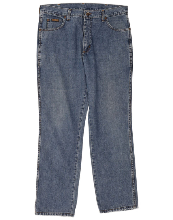 Wrangler Mens Straight Jeans W36 L34 Azul Algodão