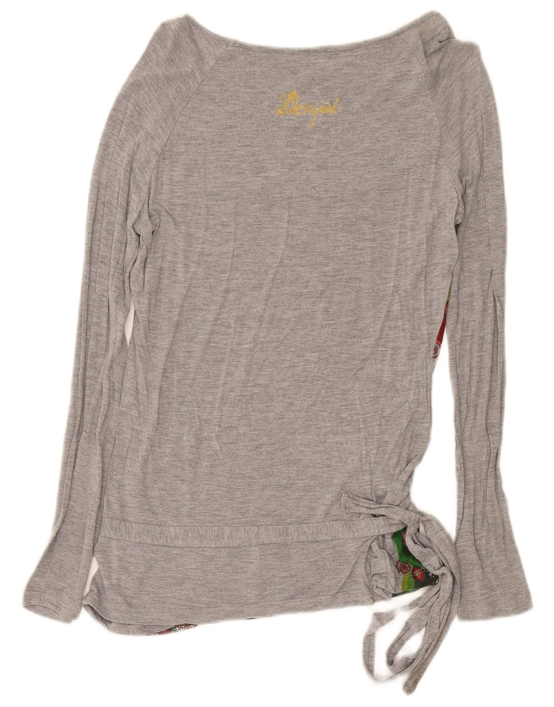 Desigual Top gráfico feminino manga comprida UK 12 cinza médio geométrico