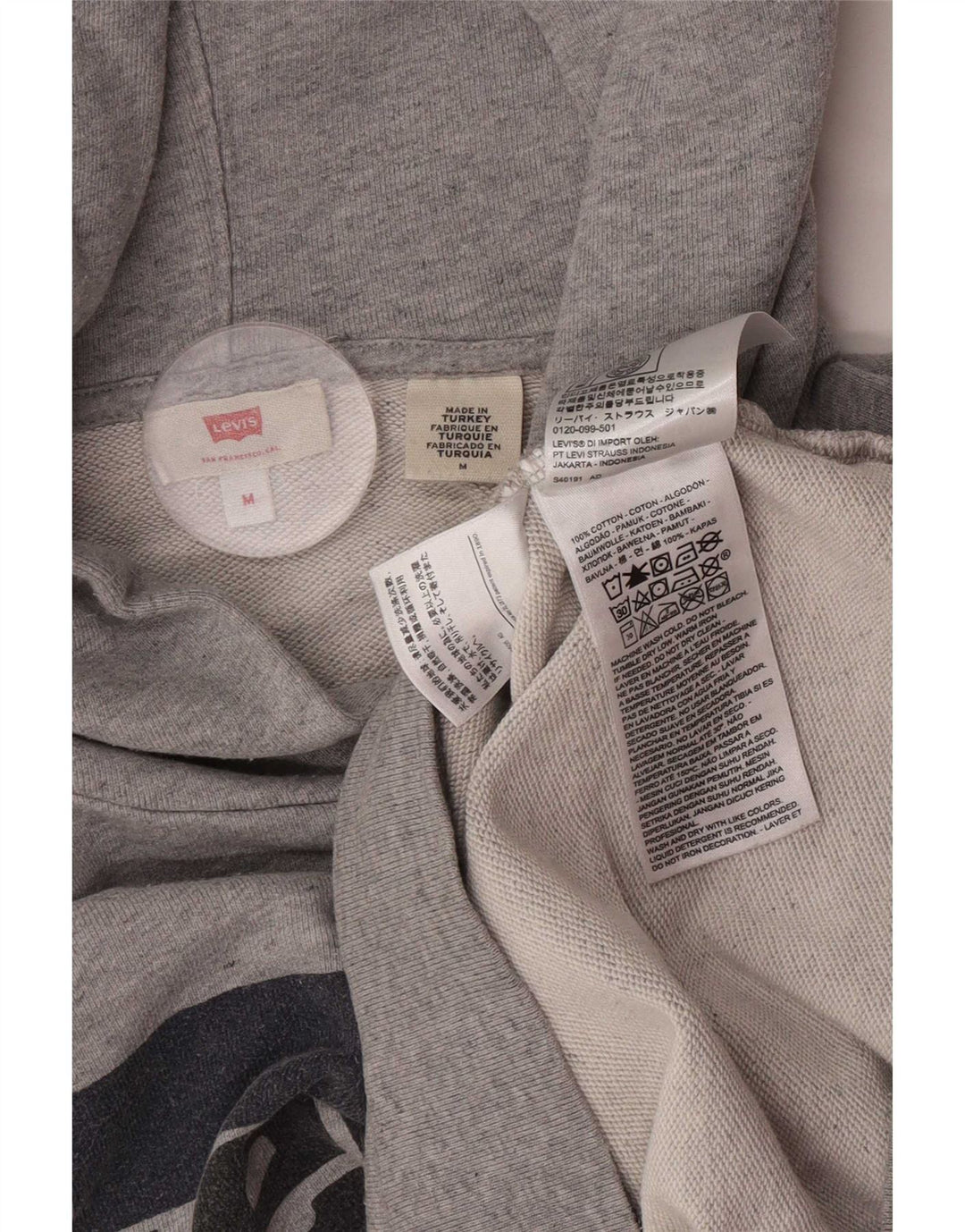 Suéter com capuz gráfico masculino Levi's médio cinza algodão