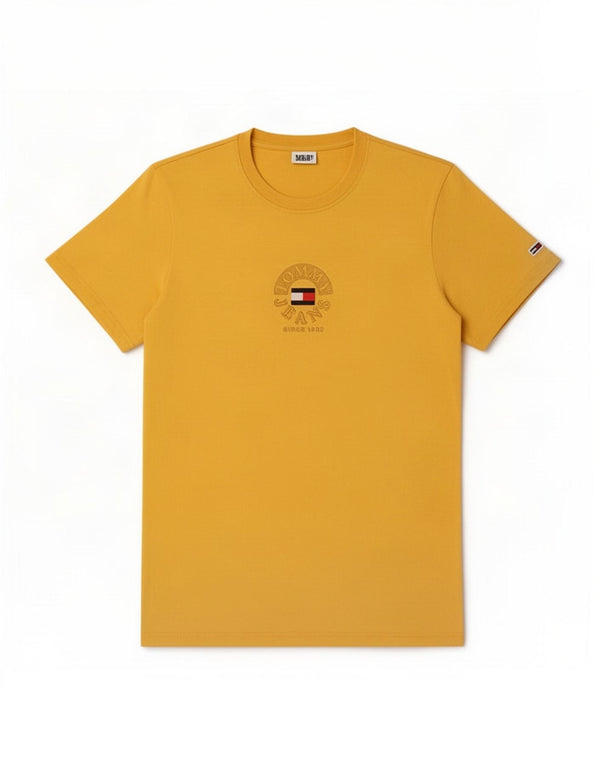 Tommy Hilfiger Camiseta masculina gráfica Top médio algodão amarelo