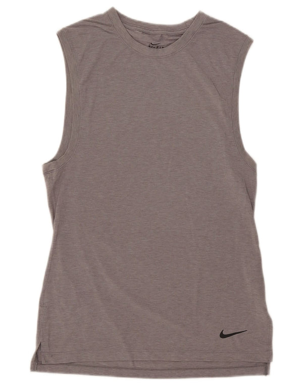Nike Womens Dri Fit Vest Top UK 10 Pequeno Cinza Poliéster