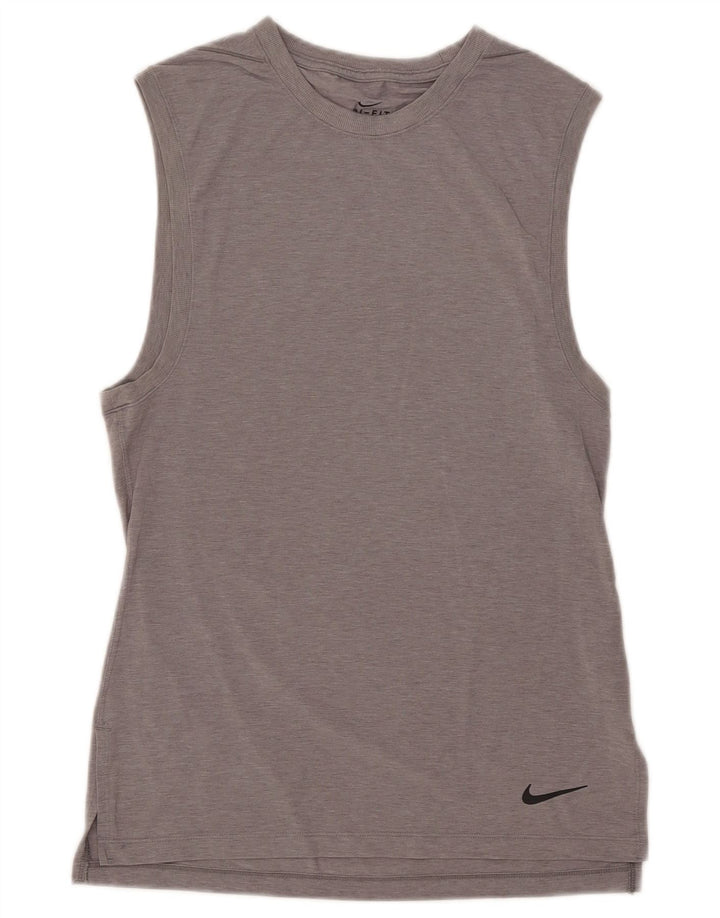 Nike Womens Dri Fit Vest Top UK 10 Pequeno Cinza Poliéster