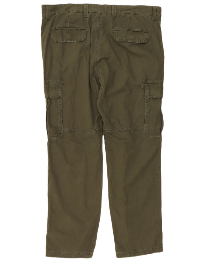 Calça cargo masculina reta Marks & Spencer W40 L31 algodão cáqui
