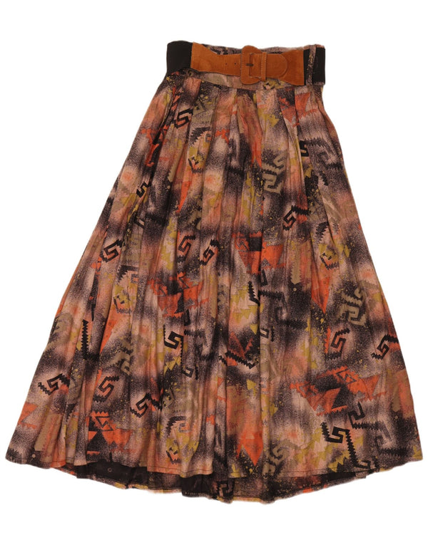 Saia feminina vintage maxi cintura alta larga W28 patchwork marrom médio