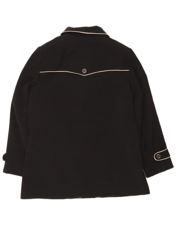 Casaco impermeável curto feminino Marks & Spencer Reino Unido 16 grande poliéster preto