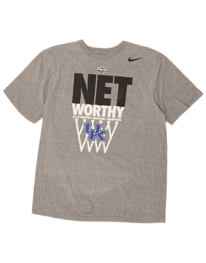 Camiseta masculina NIKE Regular Fit Graphic Top Grande Algodão Cinza