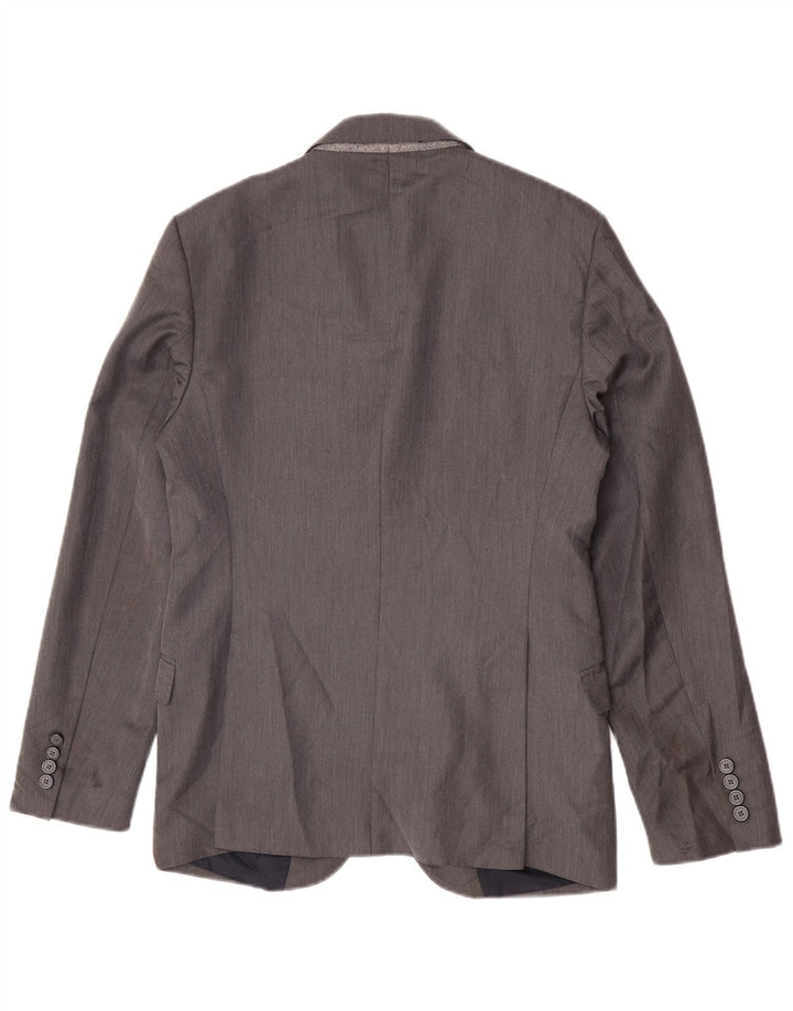 Jaqueta blazer masculina Zara com 2 botões EU 46 poliéster cinza pequeno