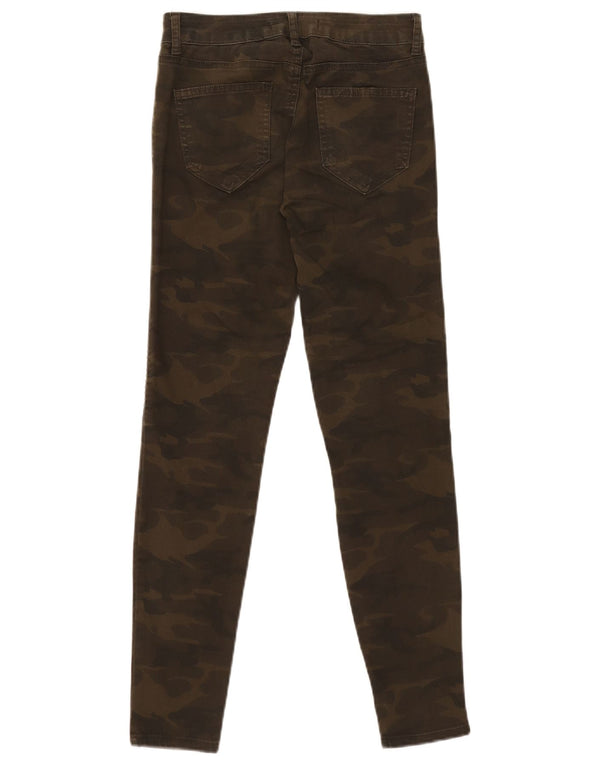 Calça jeans skinny feminina Zara EU 34 2XS W24 L27 algodão camuflado verde