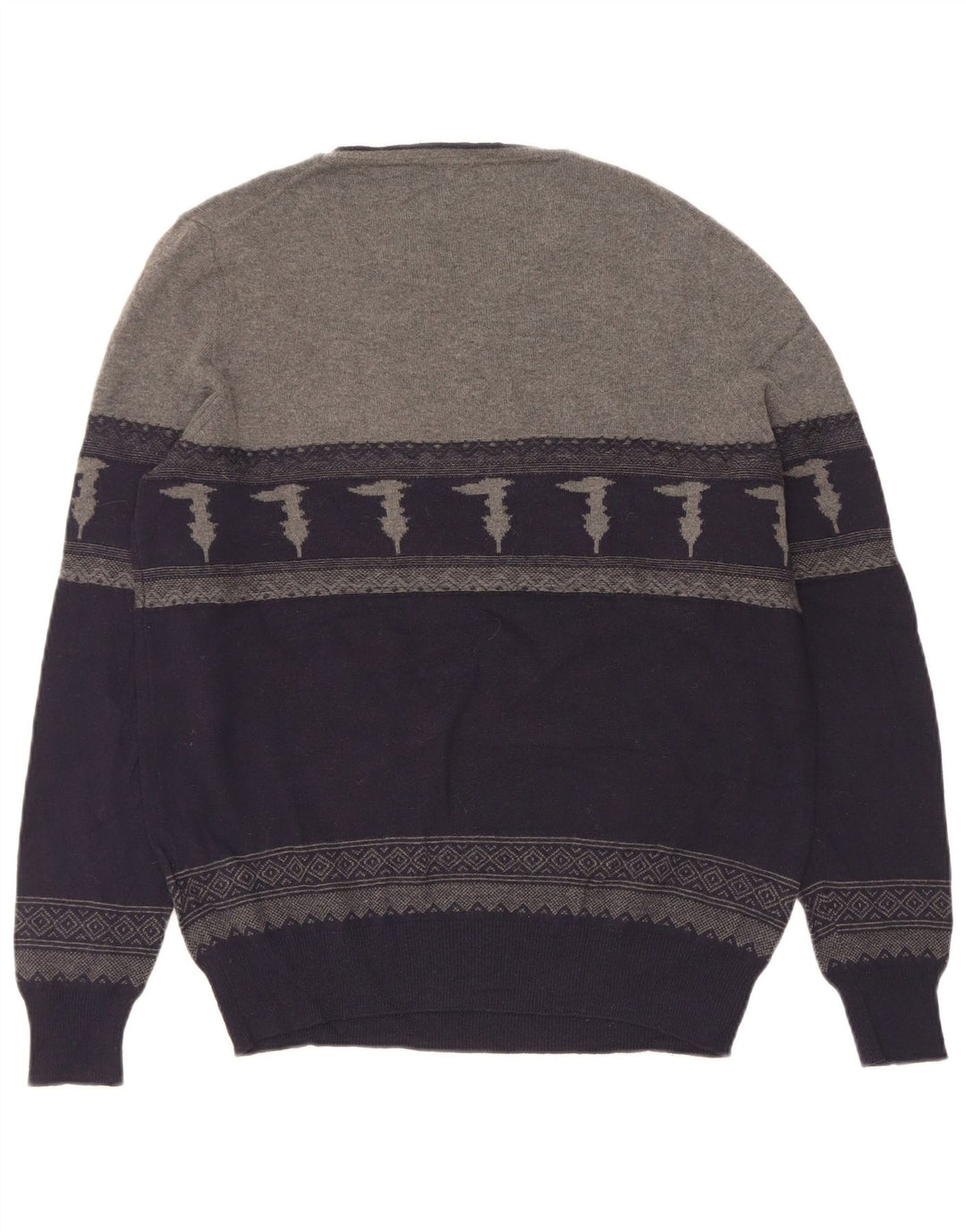 Suéter masculino Trussardi com gola barco e bloco colorido azul marinho médio