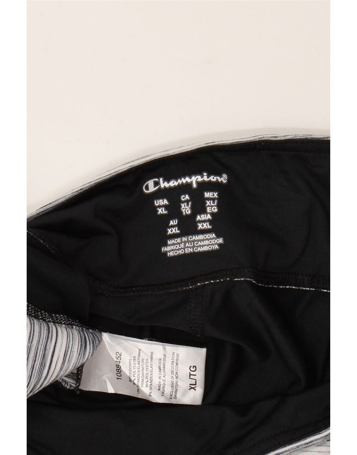 Leggings Capri Femininas Champion UK 18 XL Poliéster Listrado Preto