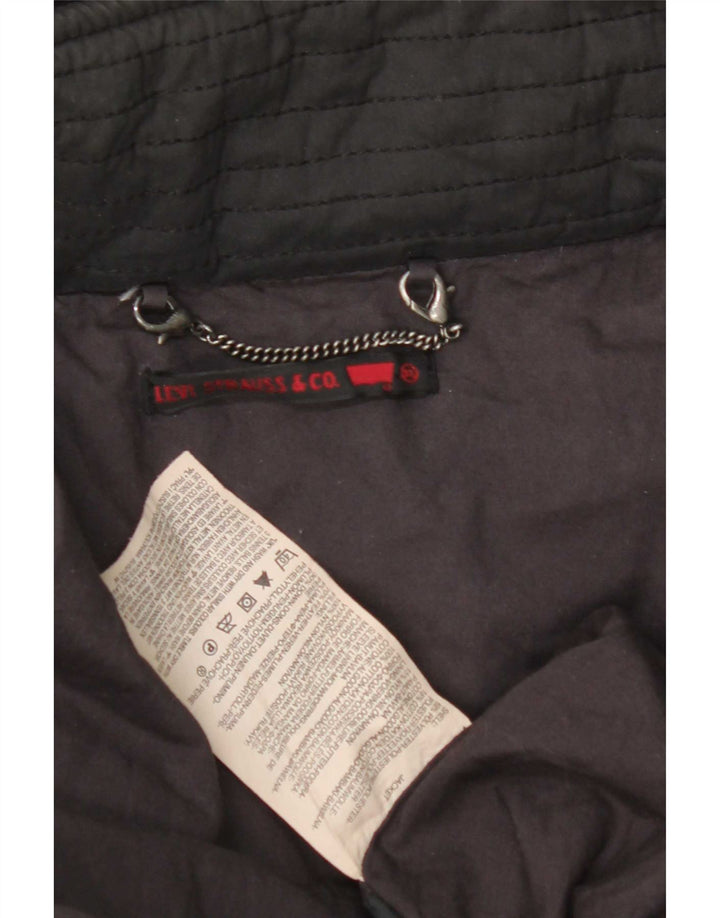 Casaco acolchoado com capuz masculino Levi's UK 42 XL preto poliéster