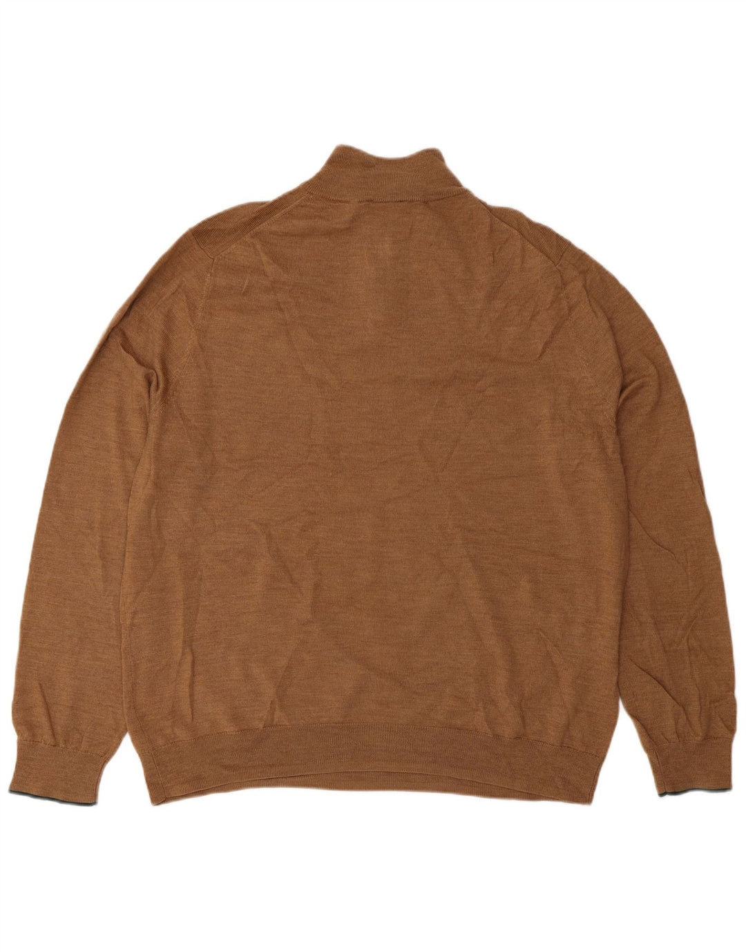 Suéter masculino branco com zíper e gola 2XL lã marrom