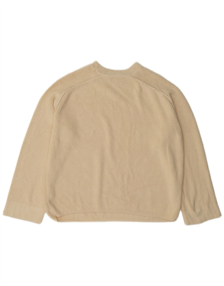 Tommy Hilfiger Suéter feminino com gola redonda e gola redonda, tamanho médio, off white