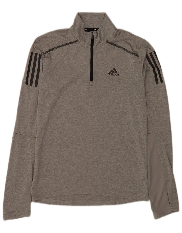Adidas Mens Aeroready Zip Neck Pullover Treino Top XS Cinza Poliéster