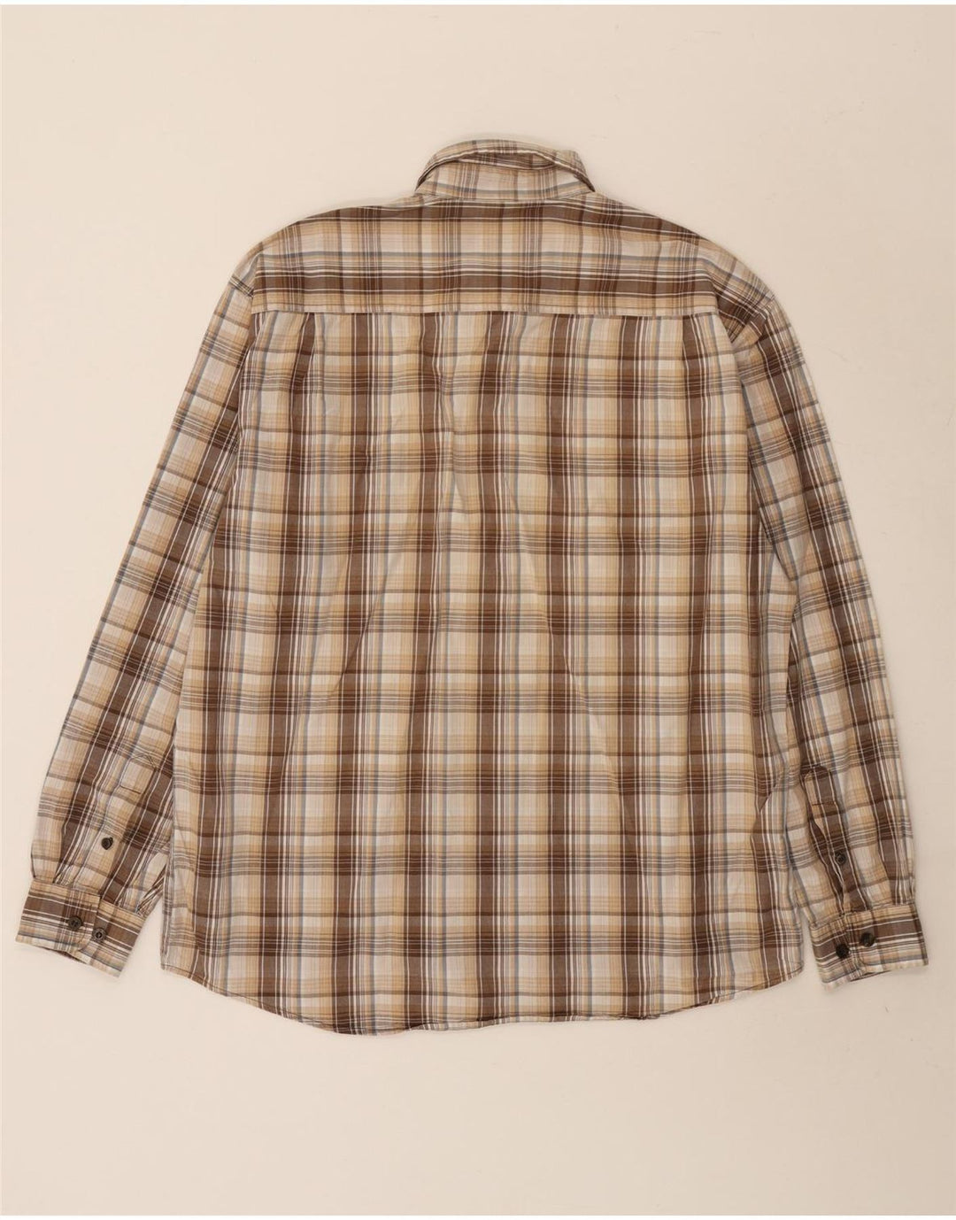 Camisa masculina Wrangler grande algodão xadrez bege