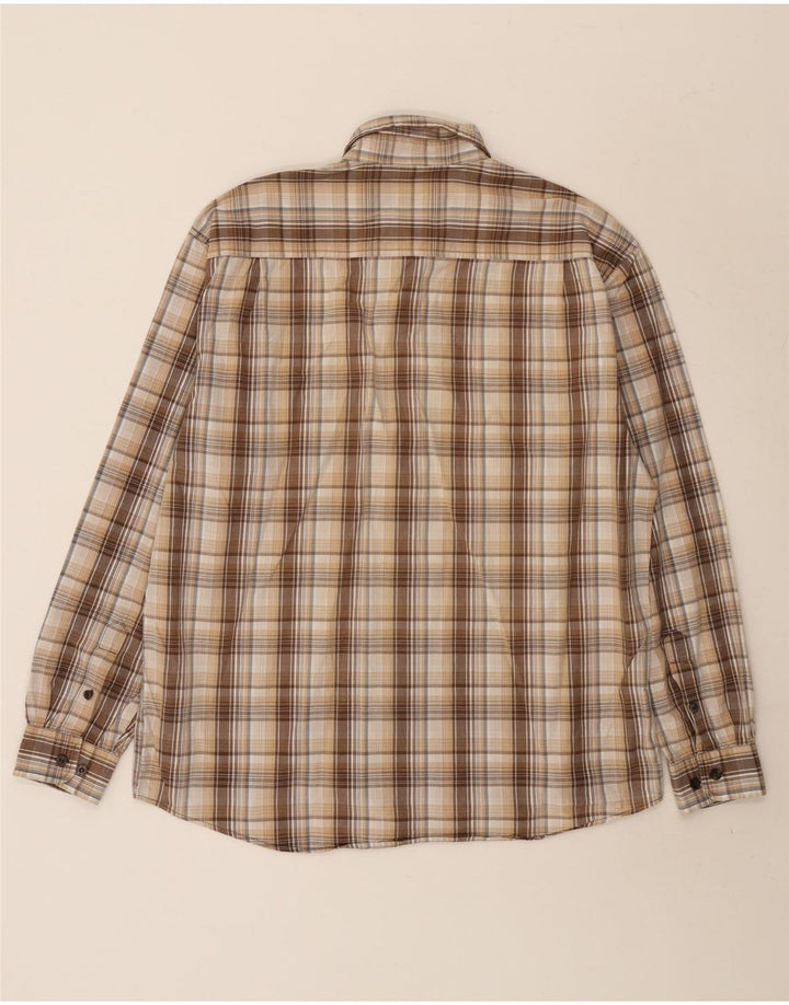 Camisa masculina Wrangler grande algodão xadrez bege