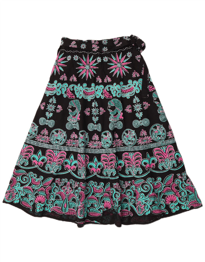 Saia cigana feminina vintage W28 algodão floral médio multicolorido