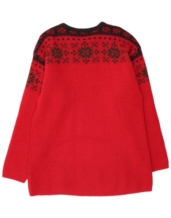 Suéter masculino JANUS com gola redonda IT 50 médio vermelho Fair Isle Wool