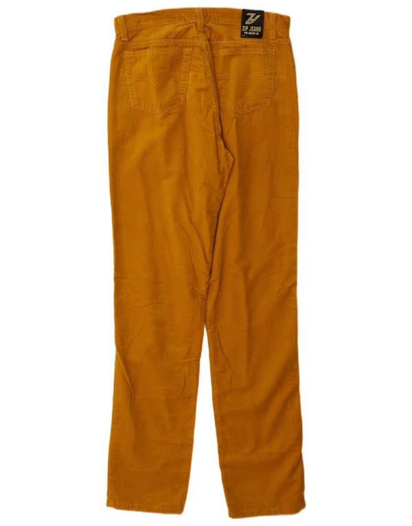 Calça feminina casual reta Zip W32 L32 algodão amarelo