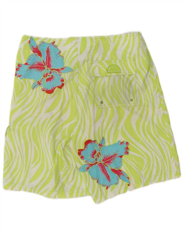 Shorts de natação masculino Sundek poliéster floral verde médio