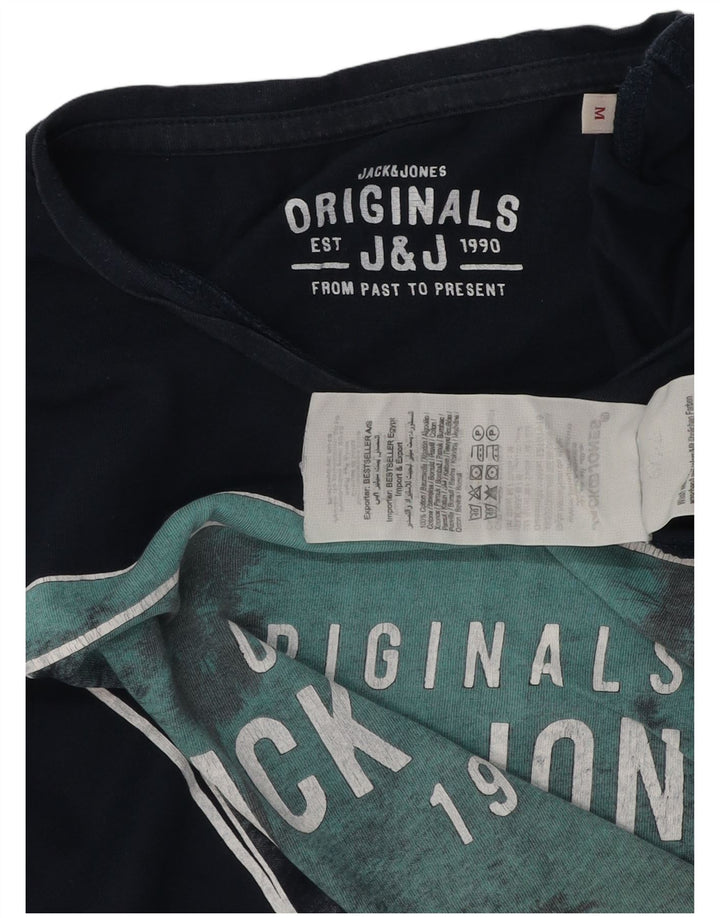 Camiseta gráfica masculina Jack & Jones Top médio algodão azul marinho