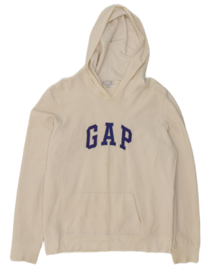 Suéter com capuz gráfico masculino Gap médio algodão branco