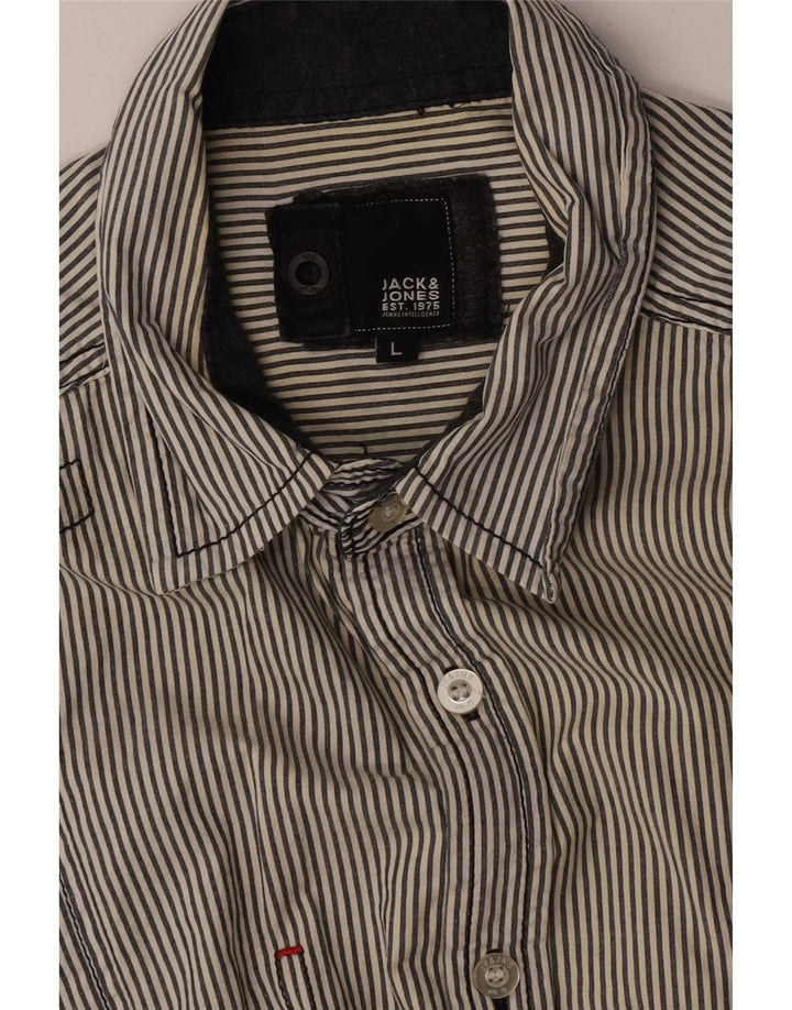 Camisa masculina Jack & Jones grande listrada azul marinho