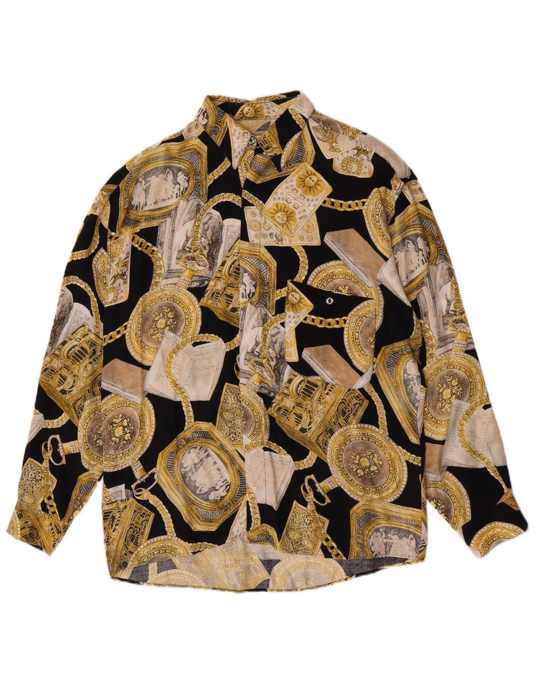 Camisa masculina Tipo'S com estampa abstrata média preta viscose