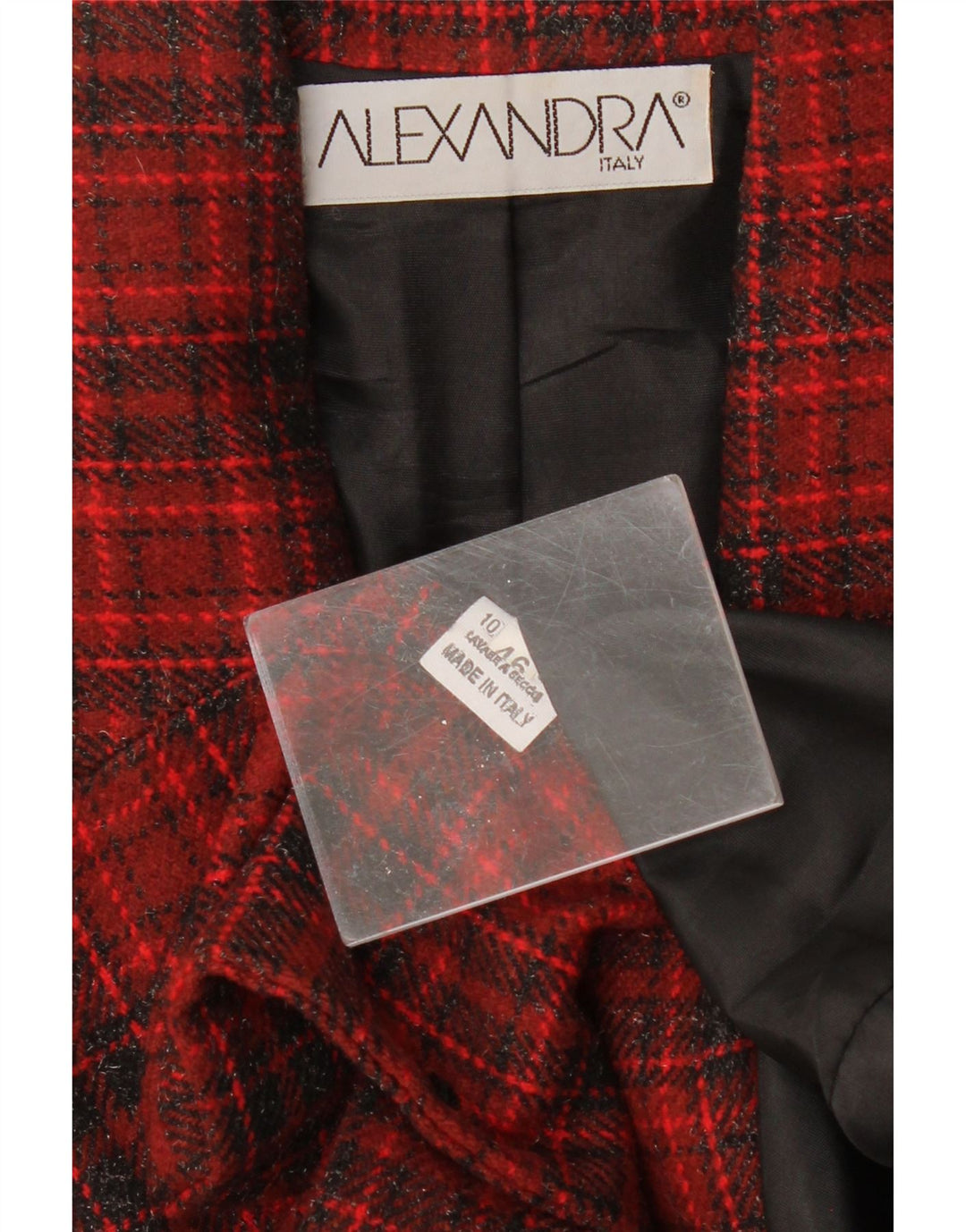 ALEXANDRA Jaqueta blazer feminina de 3 botões IT 46 grande lã xadrez vermelha