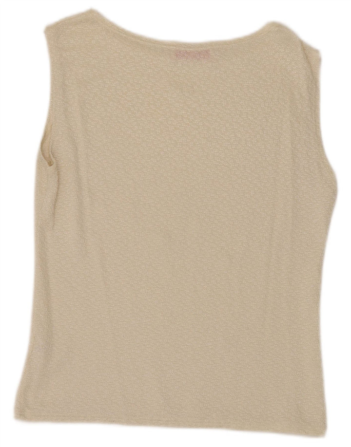 Blusa feminina sem mangas EMANUEL UNGARO UK 12 médio off white