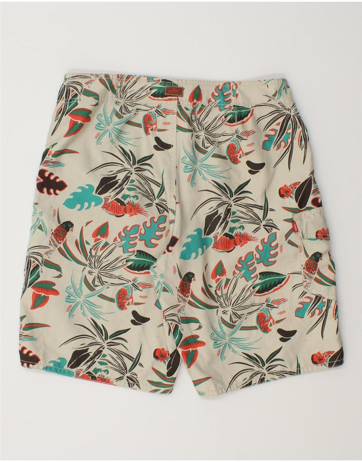 Shorts de natação masculino Vans médio branco floral poliéster