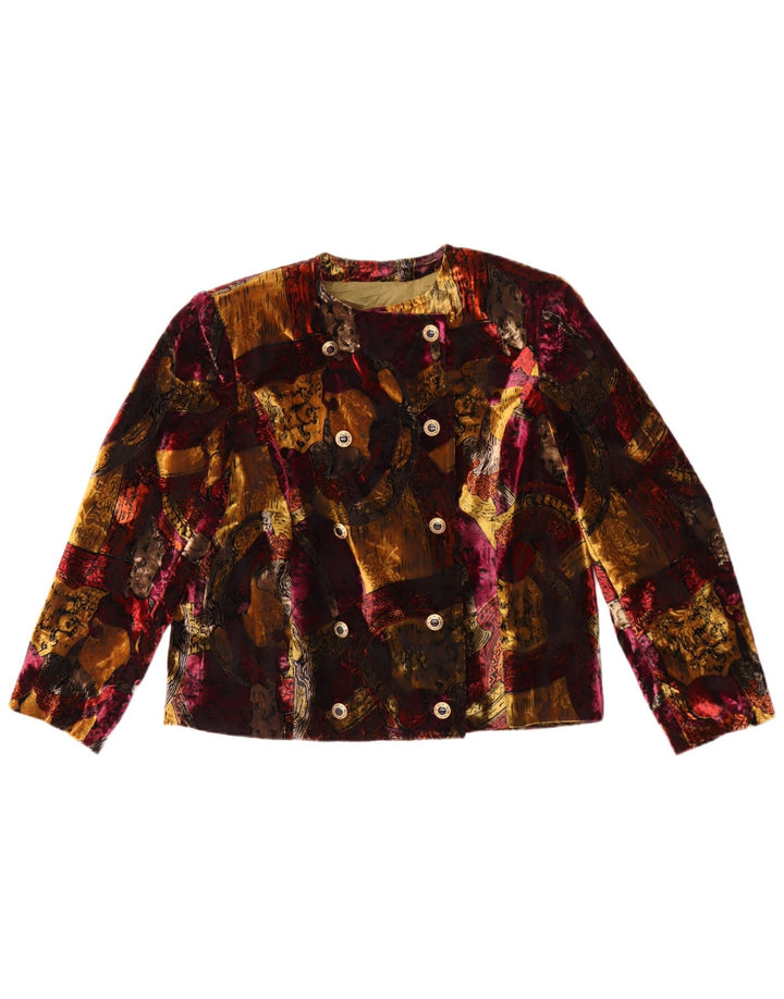 Jaqueta blazer feminina vintage com peito duplo Reino Unido 12 médio multicolorido
