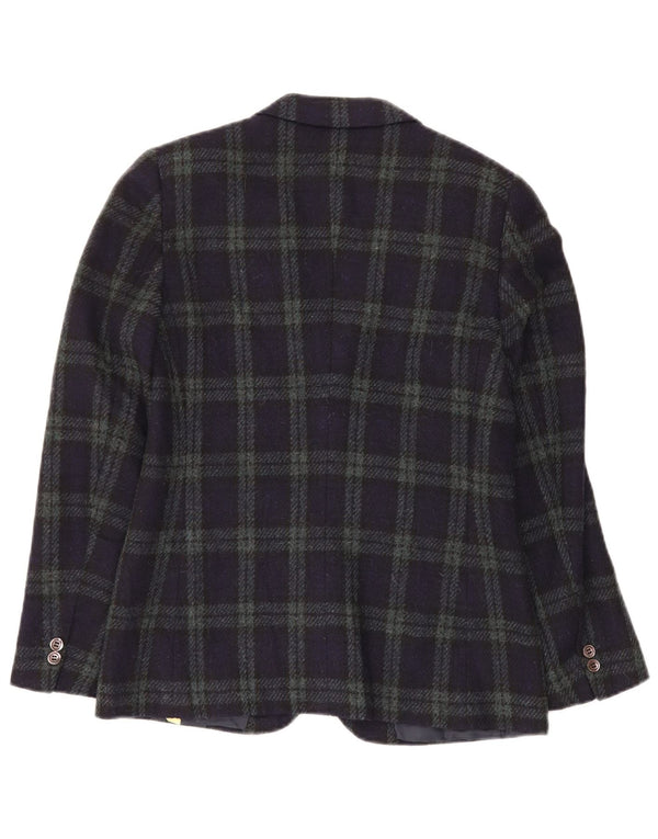 Jaqueta blazer feminina VINTAGE com 2 botões IT 44 lã xadrez azul marinho médio