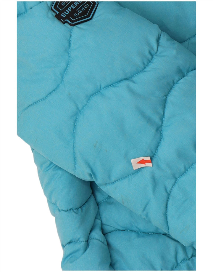 Jaqueta acolchoada com capuz feminina Superdry UK 8 poliéster azul pequeno
