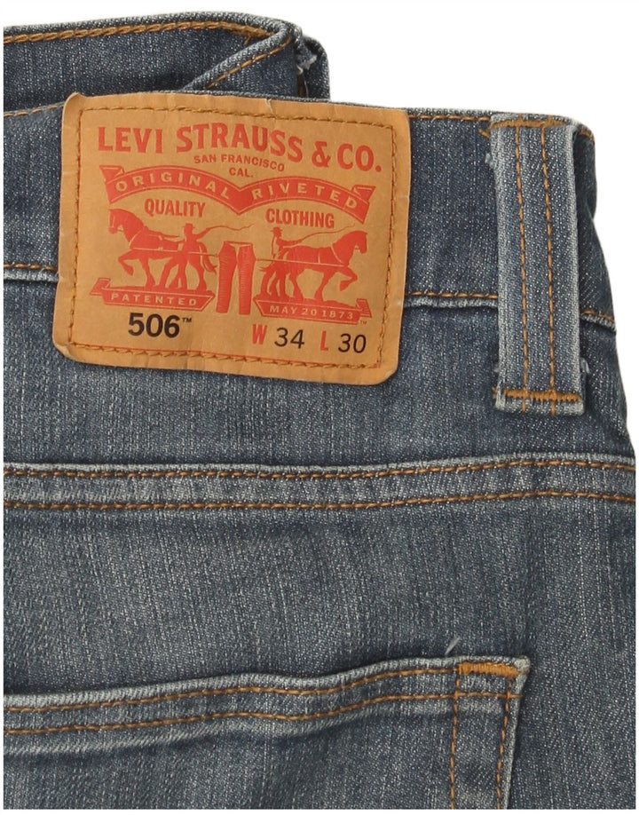 Levi's Masculino 506 Straight Jeans W34 L30 Azul Algodão