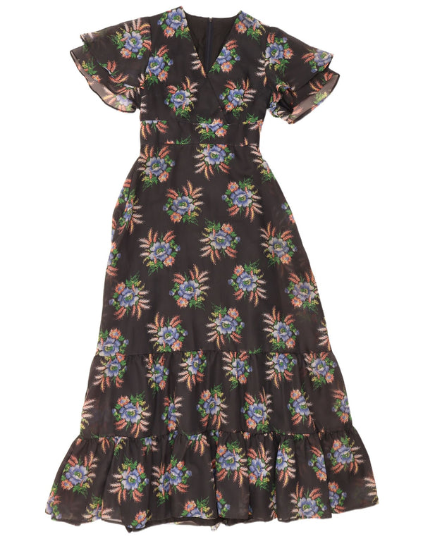 Vestido maxi feminino Diolen EU 42 grande poliéster floral preto