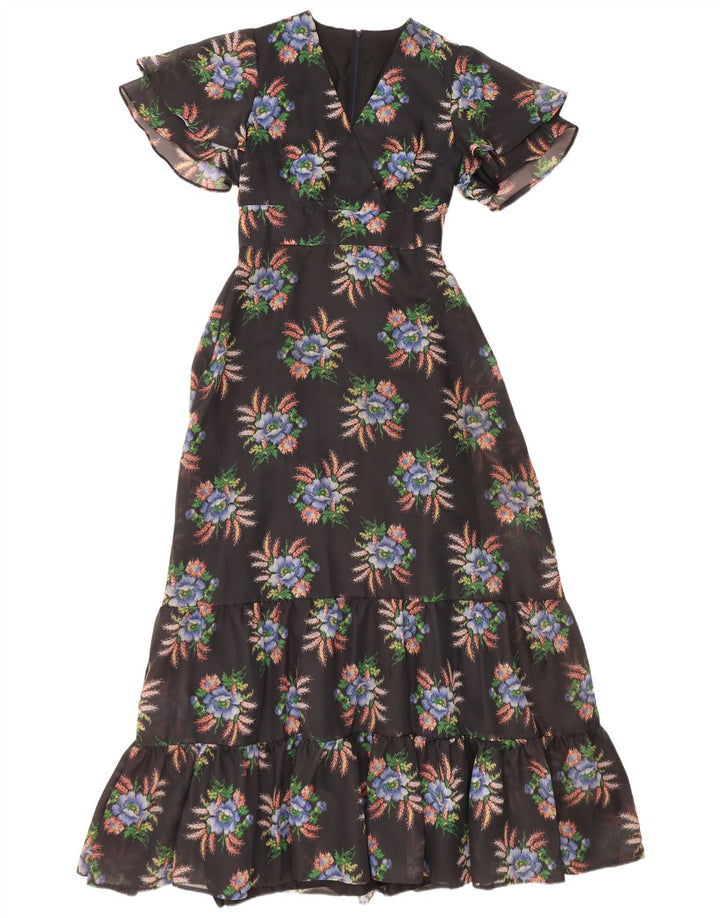 Vestido maxi feminino Diolen EU 42 grande poliéster floral preto