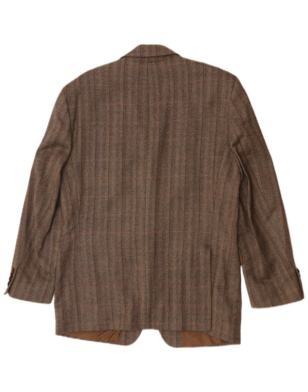 Jaqueta blazer masculina Barisal com 3 botões IT 50 lã virgem marrom grande xadrez