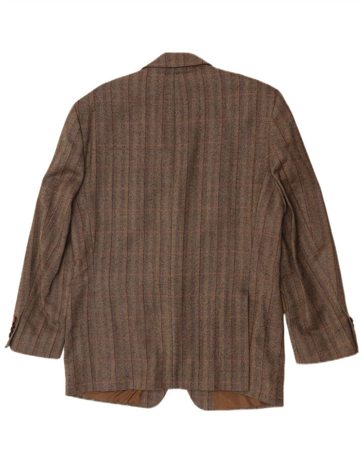 Jaqueta blazer masculina Barisal com 3 botões IT 50 lã virgem marrom grande xadrez